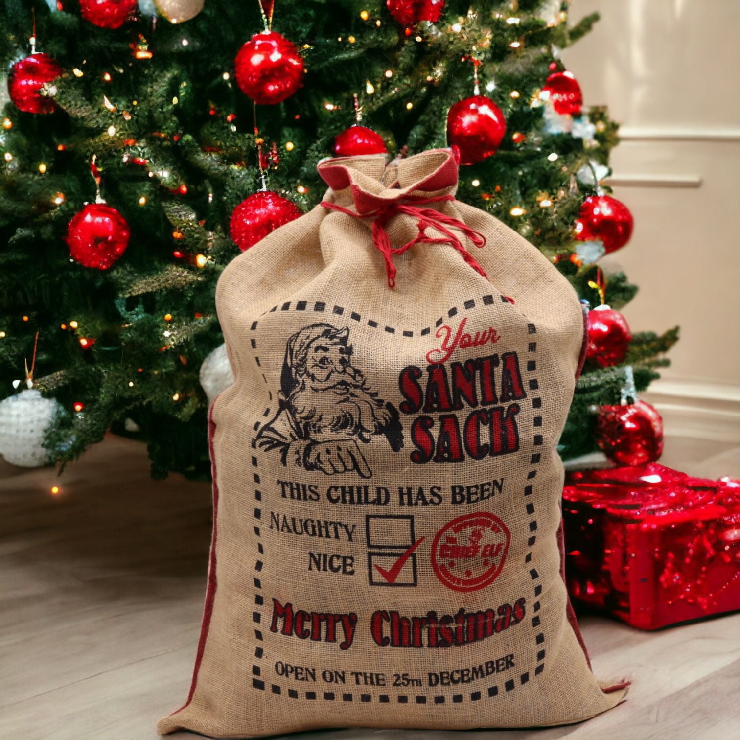 This Child Has Been.. Nice! - Jute Santa Sack